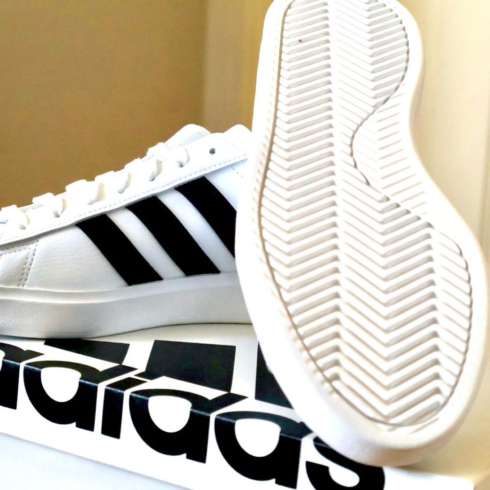 Adidas Grand Court White and Black Shoes - Picture 3 of 7